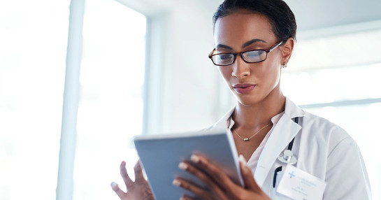 Doctor using ipad