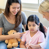 child, doctor and parent child, doctor and parent